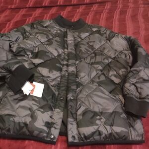 Calvin Klein Men's Black Camouflage Bomber Jacket. Reversible